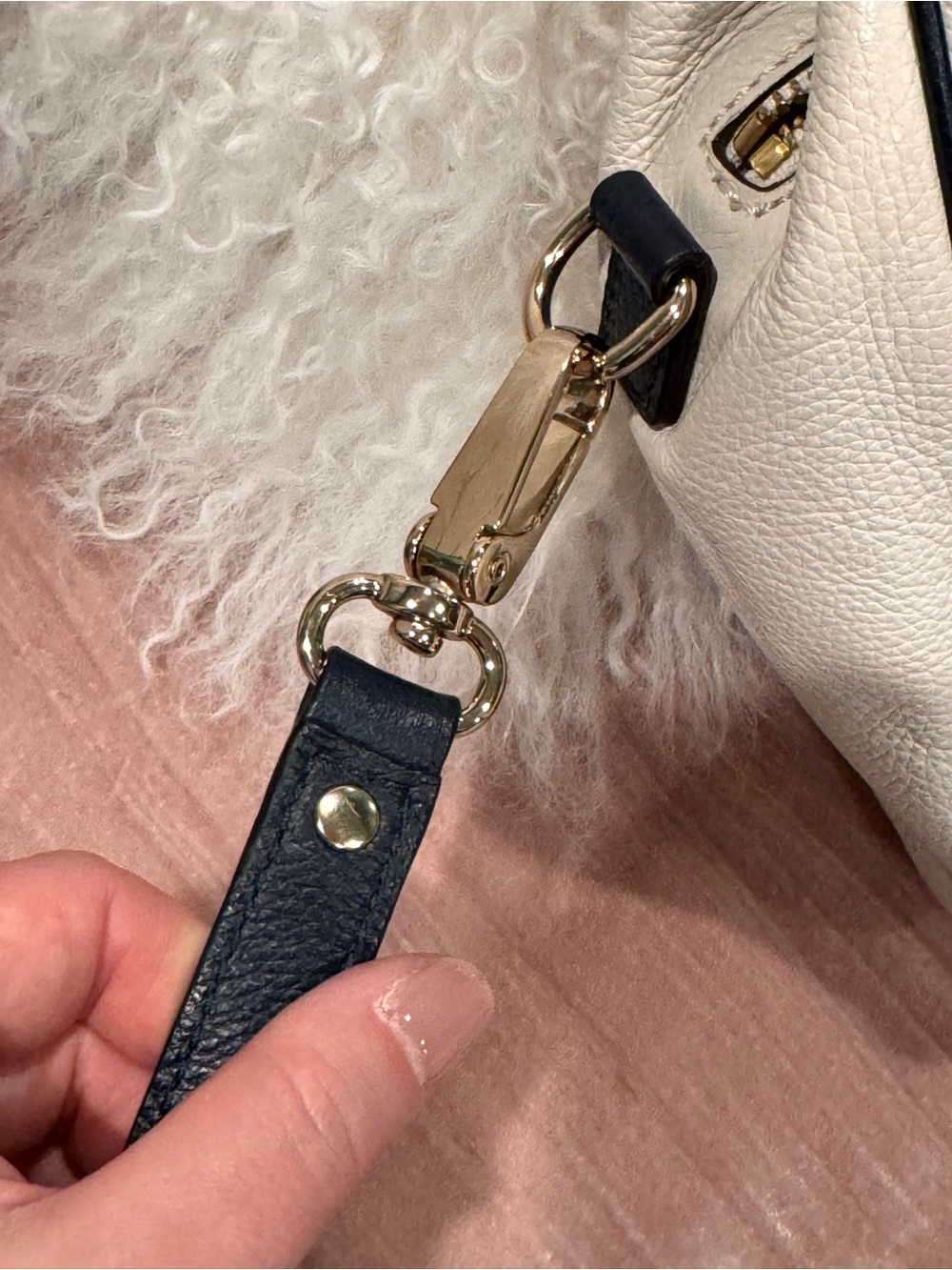 Kate Spade Cream White & Navy Handbag Purse Crossbody Leather Grant Park Alida - Picture 13 of 15